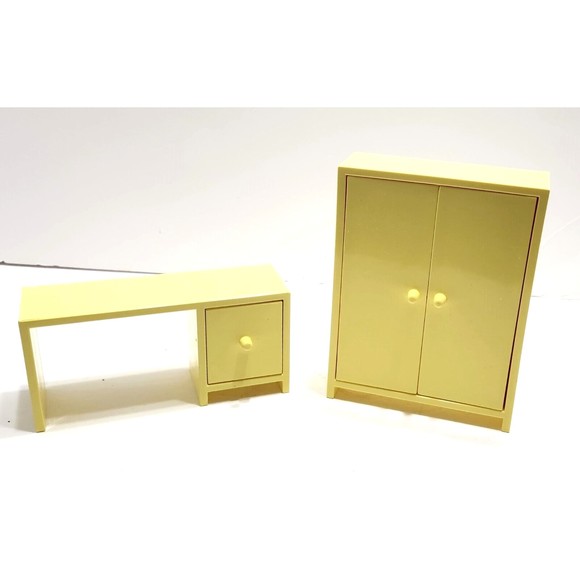 IKEA Toys Ikea Dollhouse Furniture Yellow Plastic Office Desk And
